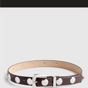 Quince Alyssa European Studded Dark Brown Belt with Silver Accents Small